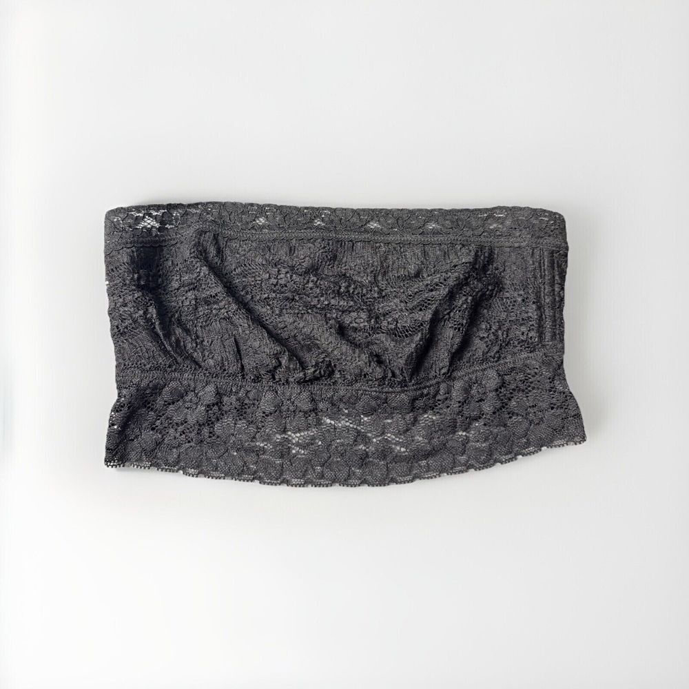 NWT Free People Black‎ Lace Scallop Bandeau Bralette XS X-Small - Picture 1 of 3